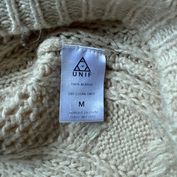 Urban Outfitters Unif Raw Edge Off Shoulder, Cable Knit Sweater, Size M, EUC - Picture 4 of 4